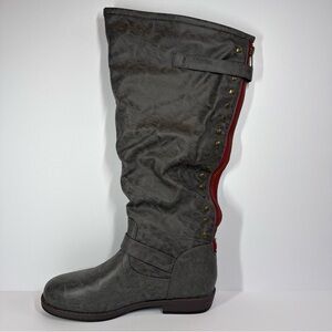 Journee Knee High Boots 11 Studded Zipper Buckle Equestrian Riding Moto Y2K Edgy